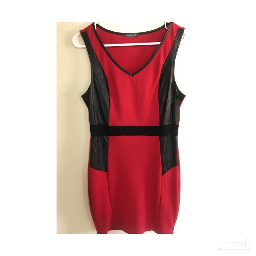 Red and black mini dress